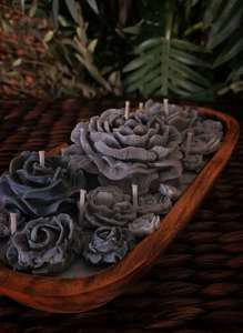 Grey Rose & Peony Wood Dough Bowl Candle