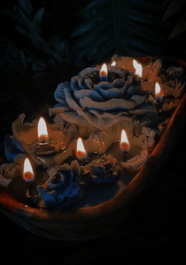 Grey Rose & Peony Wood Dough Bowl Candle