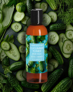 CUCUMBER FACIAL TONER  - All Natural Certified Organic Refreshing Cucumber Facial Toner - Heavenly Natural Fresh Cucumber Scent